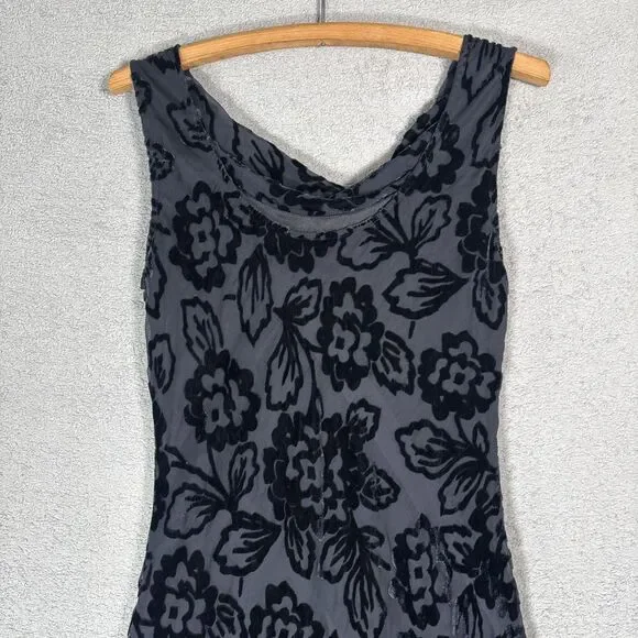 Eva Blue Size S Maxi Velvet Burnout Dress Whimsigoth Gothic Vamp Dark Fairy 90s - Picture 15 of 16